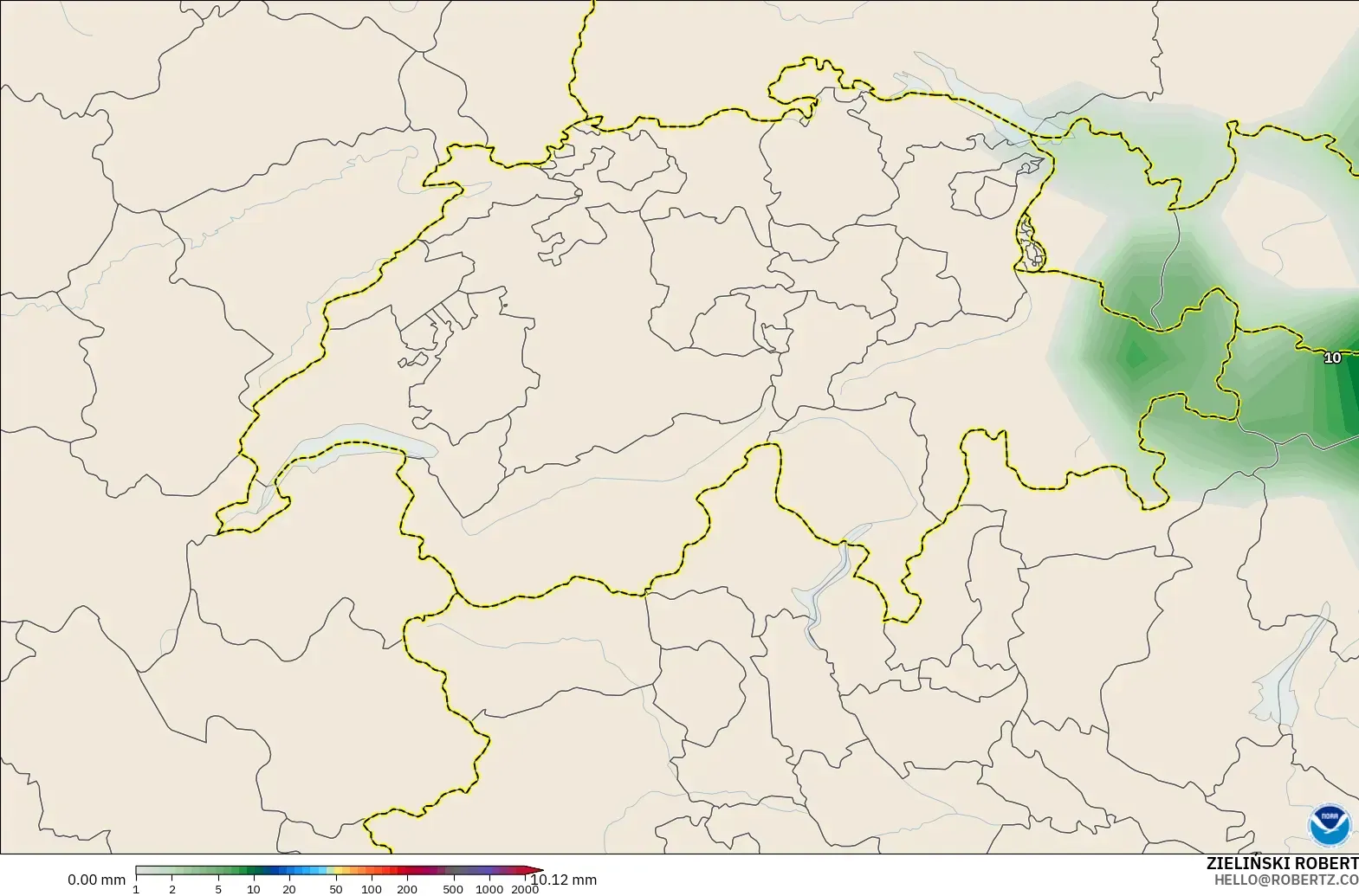 GFS modelo - Suiza, Acumulación de precipitación