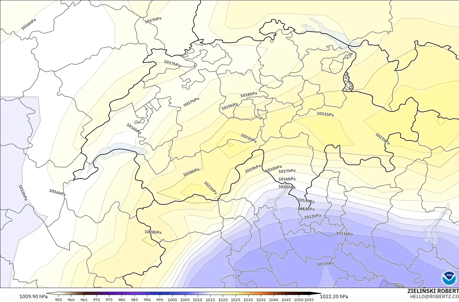 GFS modelo - Suiza, Presión