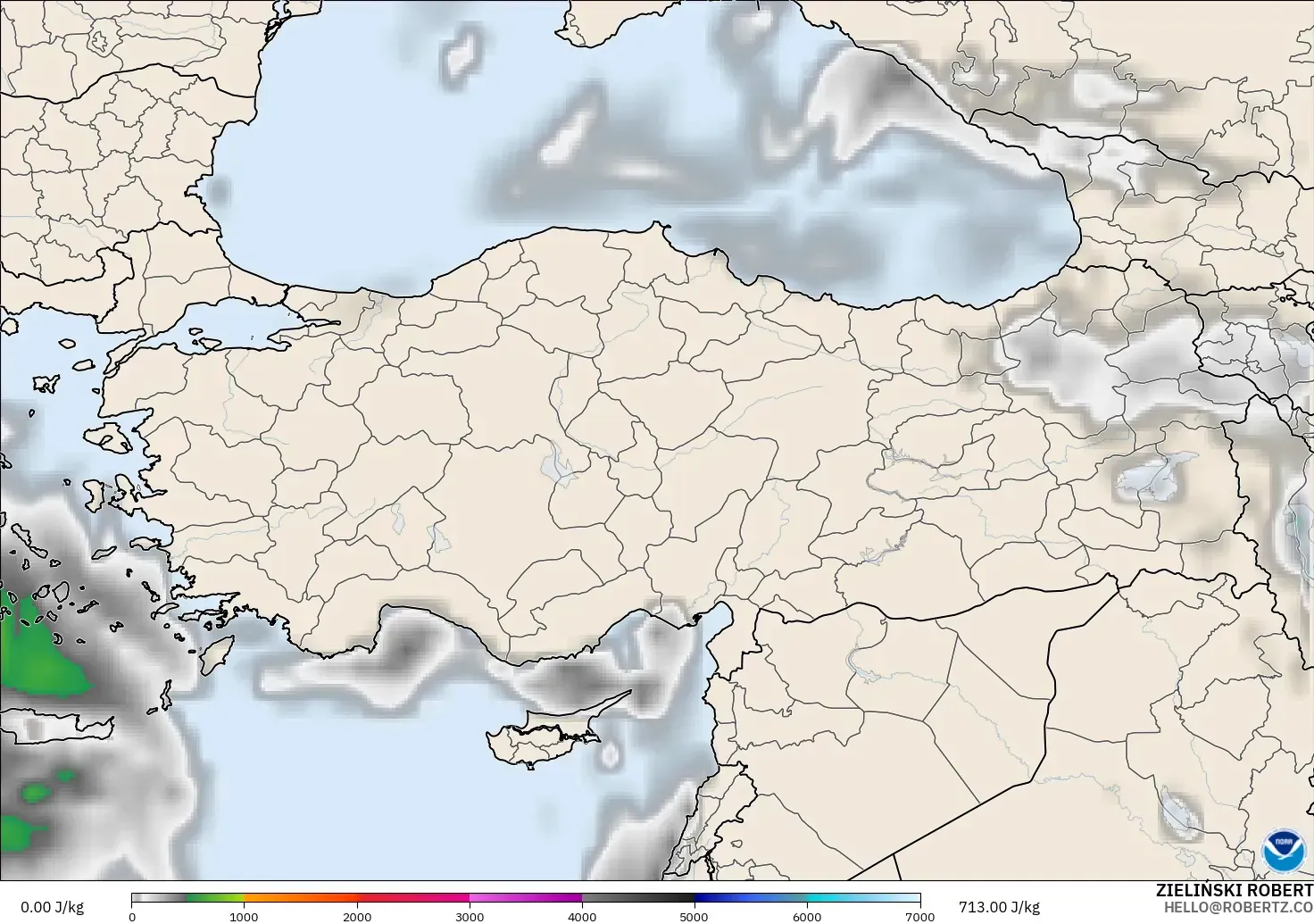 GFS modelo - Turquía, CAPE