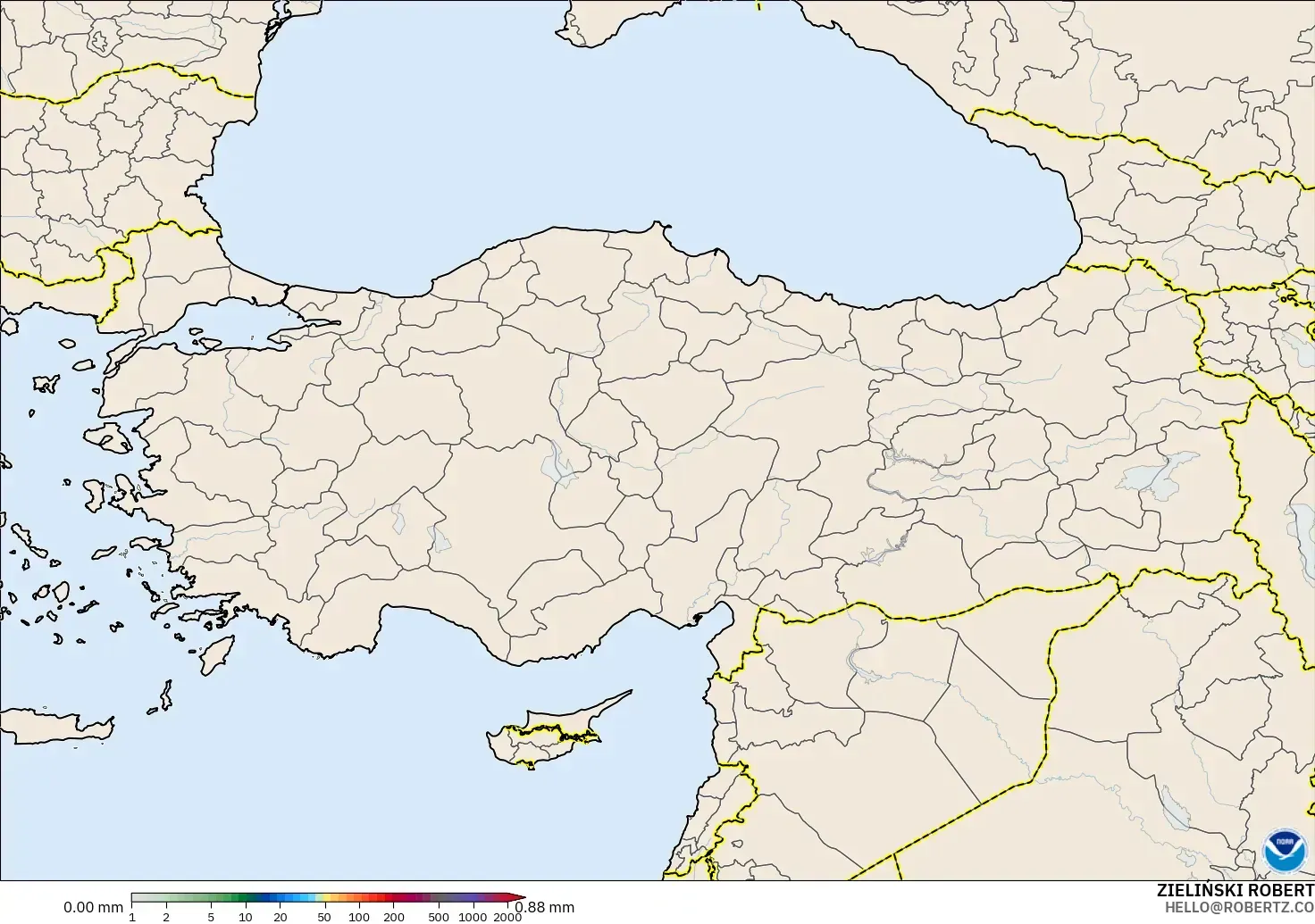 GFS modelo - Turquía, Acumulación de precipitación