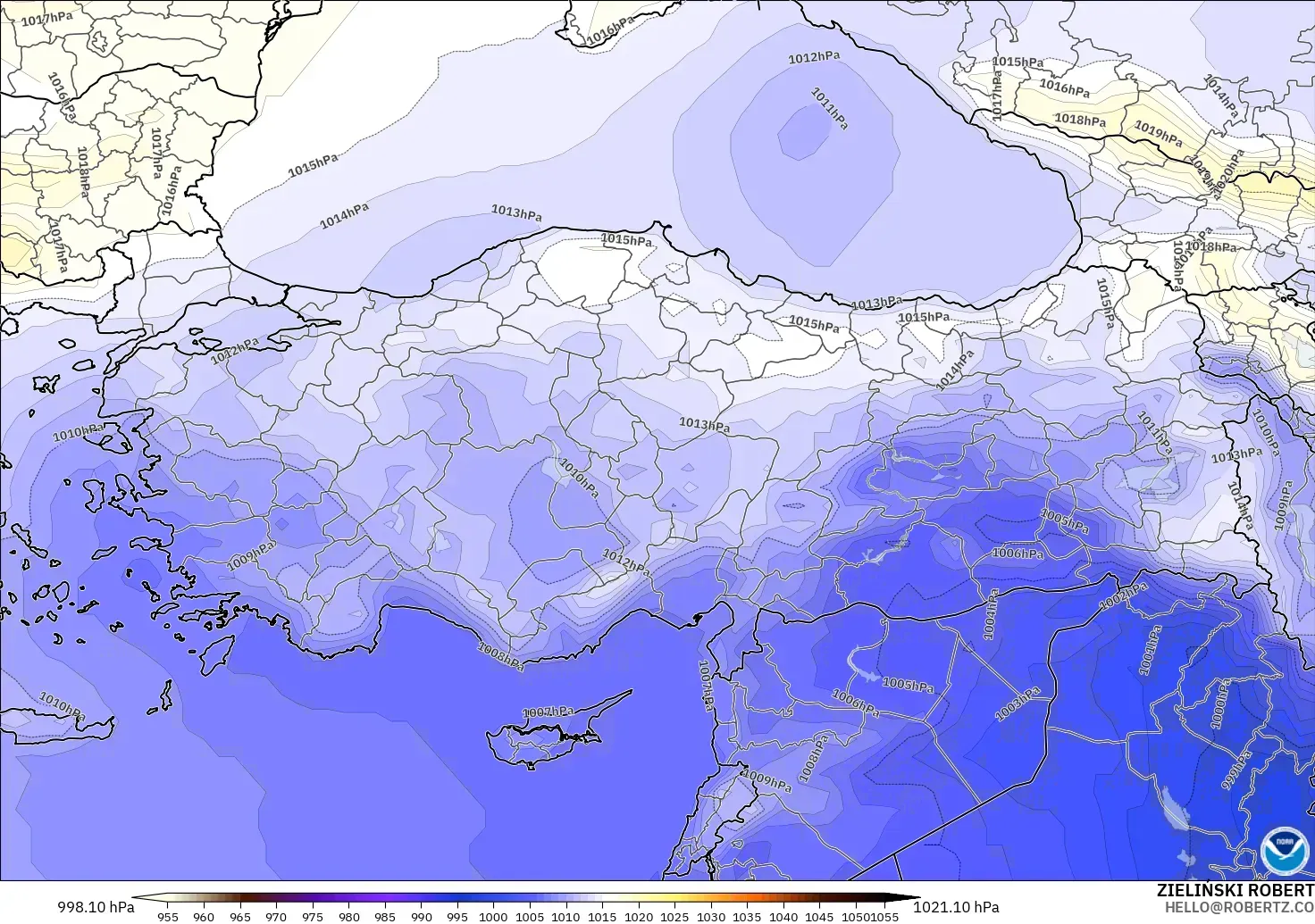 GFS modelo - Turquía, Presión