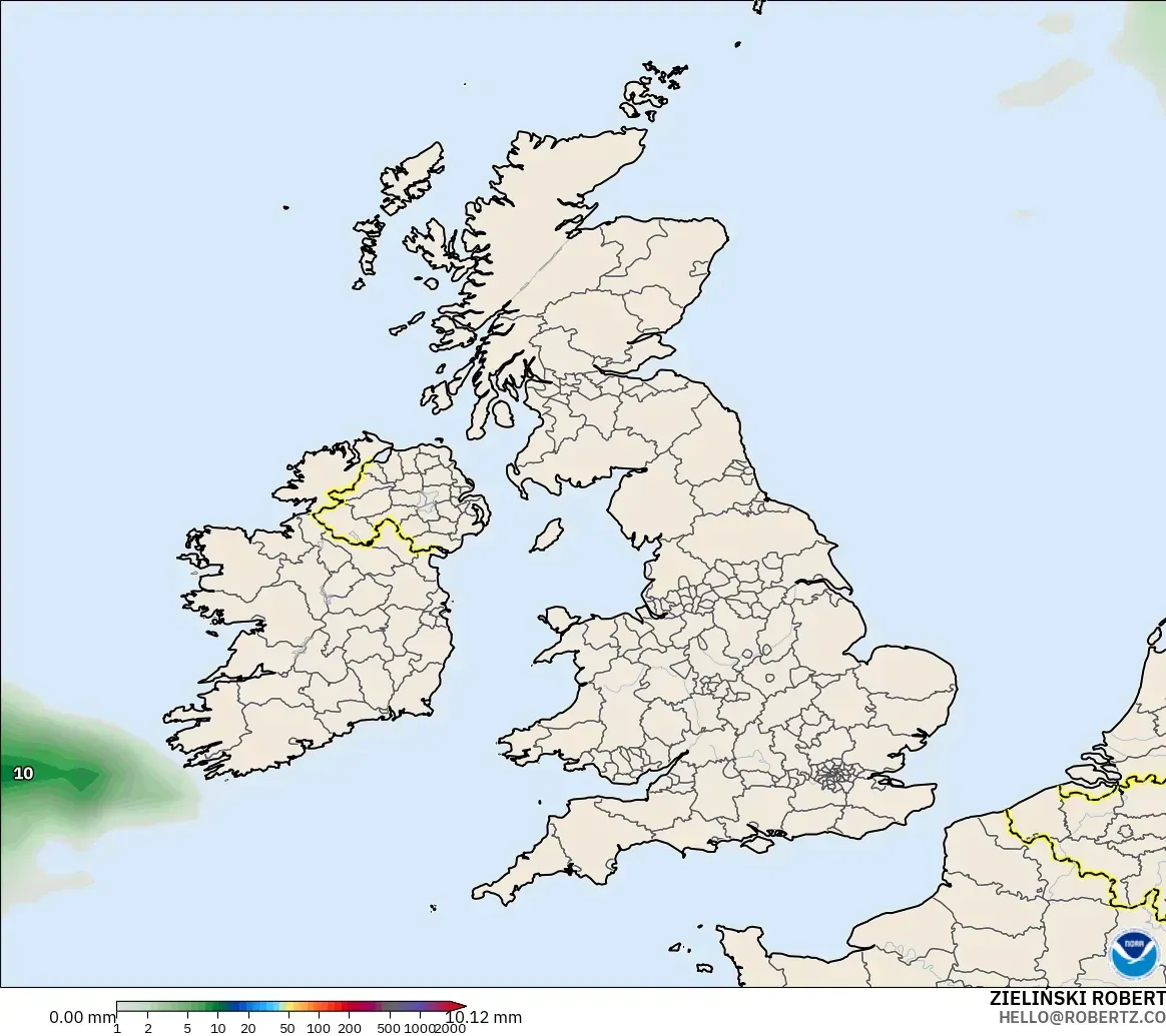 GFS modelo - Reino Unido, Acumulación de precipitación