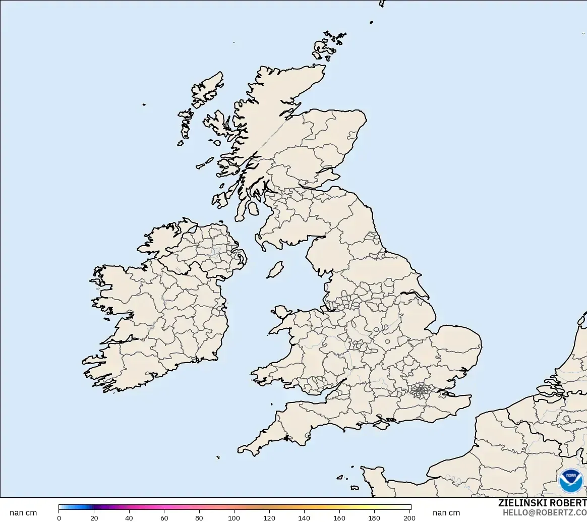 GFS modelo - Reino Unido, Profundidad de nieve