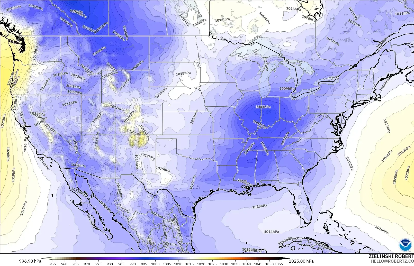 GFS modelo - Estados Unidos, Presión