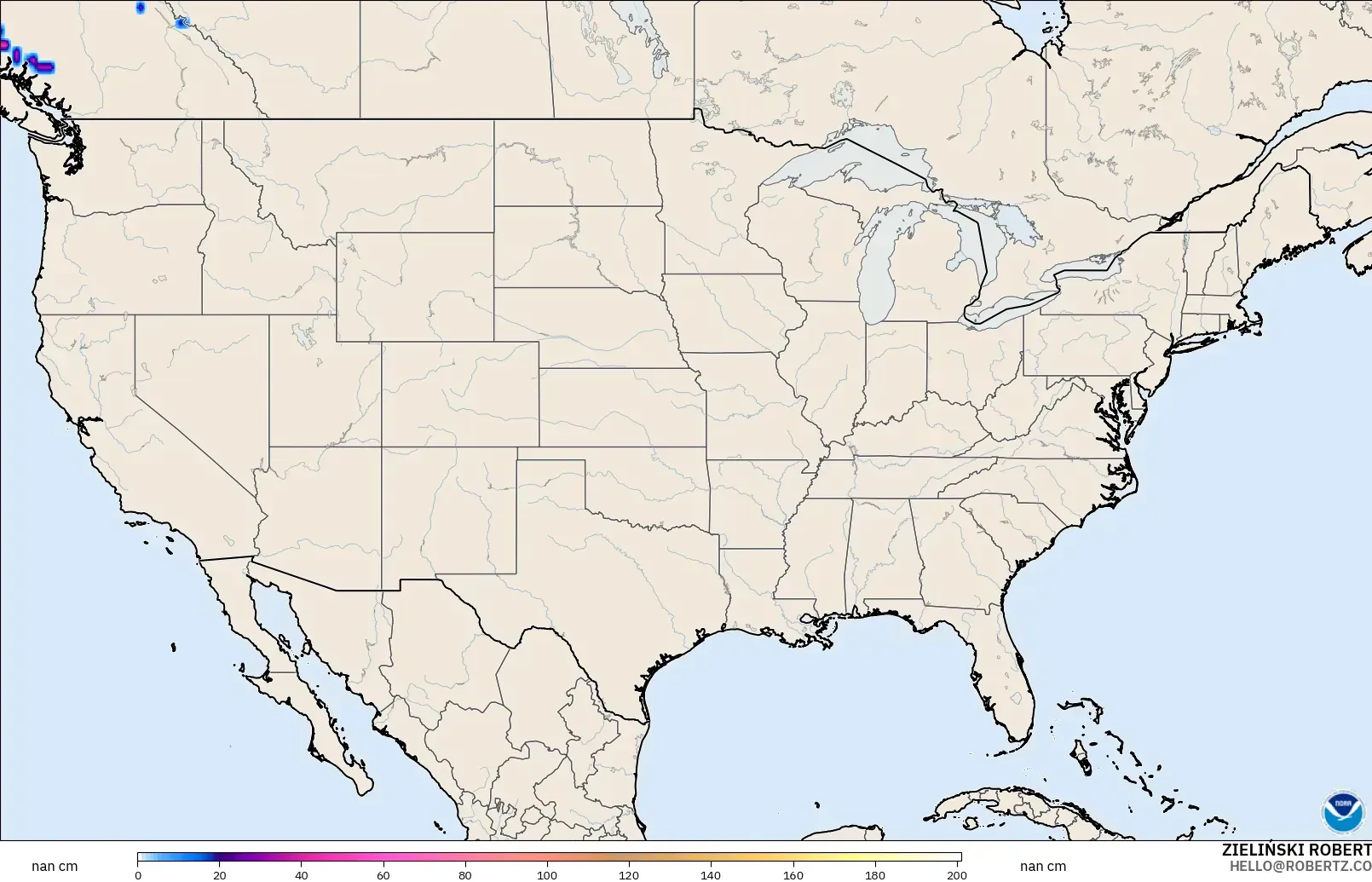 GFS modelo - Estados Unidos, Profundidad de nieve