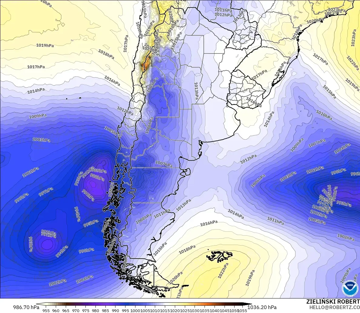 GFS modelo - Argentina, Presión