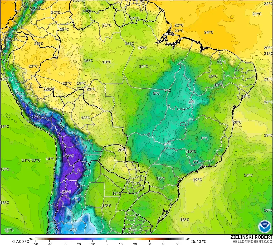 GFS modelo - Brasil, Punto de rocío a 2 m