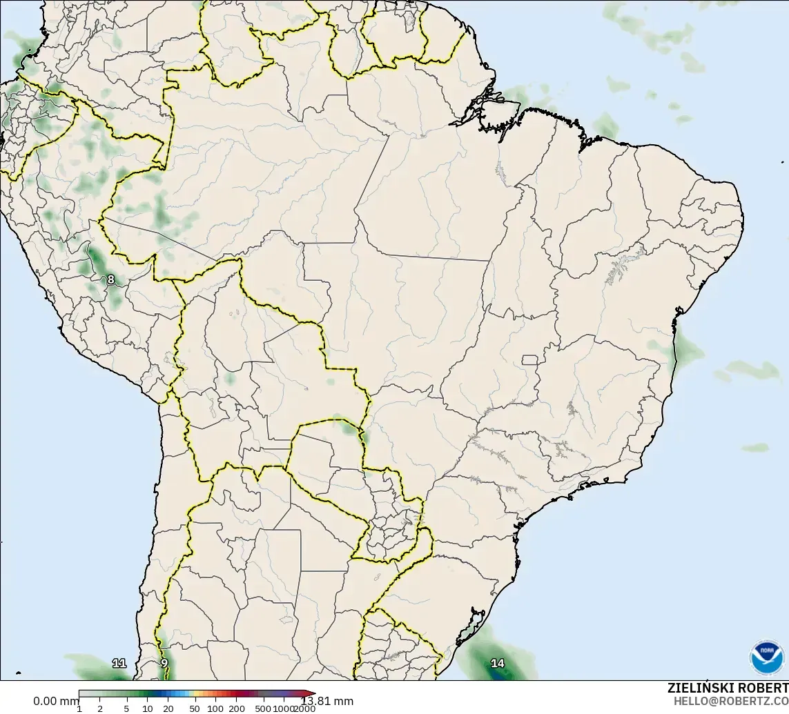 GFS modelo - Brasil, Acumulación de precipitación