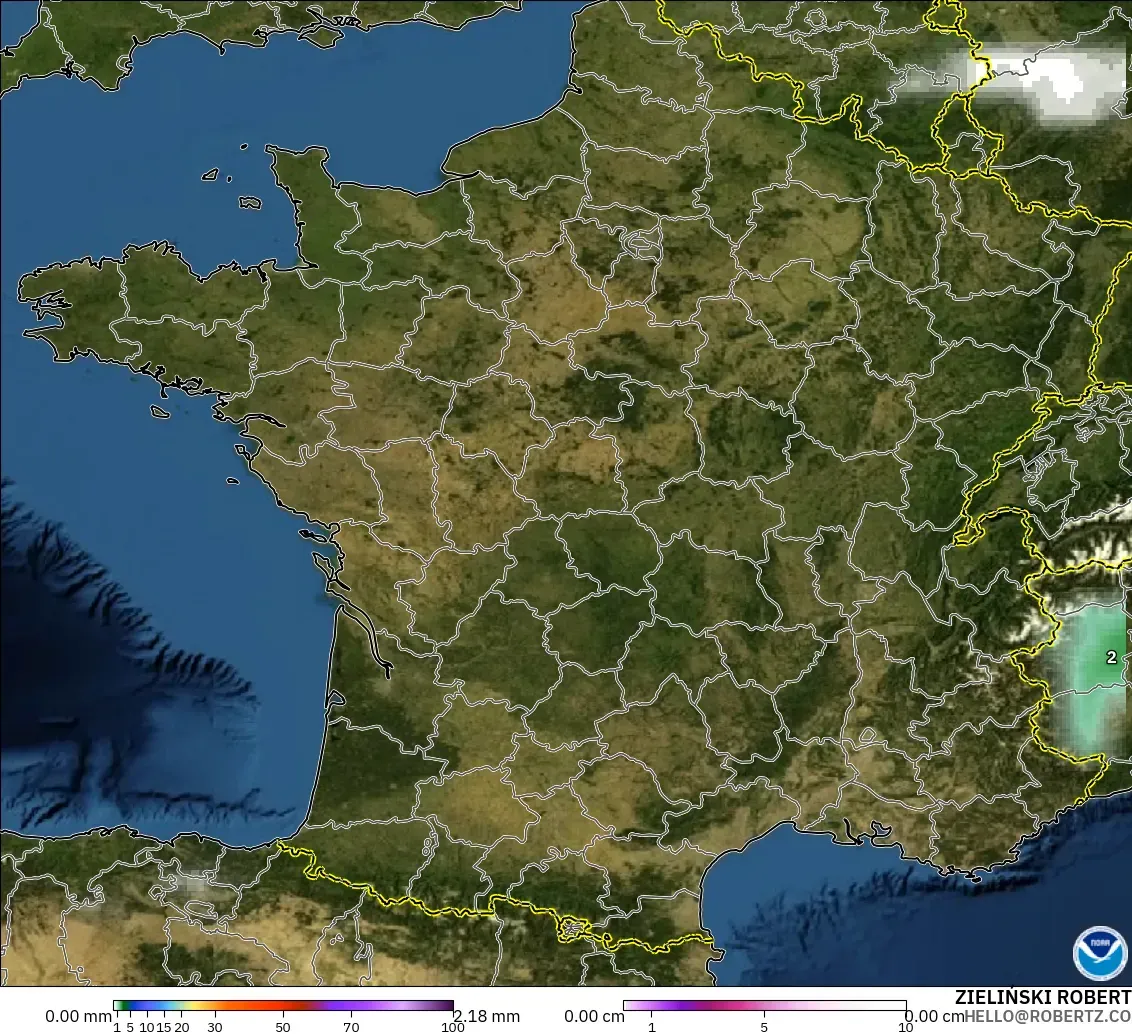 GFS modelo - Francia, Precipitación, nubes y presión