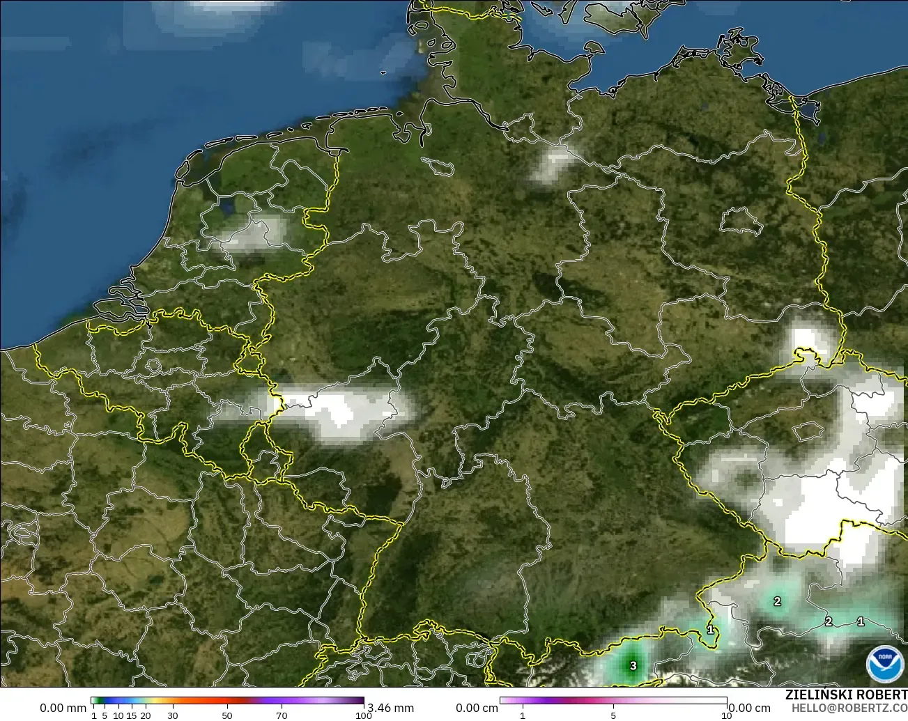 GFS modelo - Alemania, Precipitación, nubes y presión