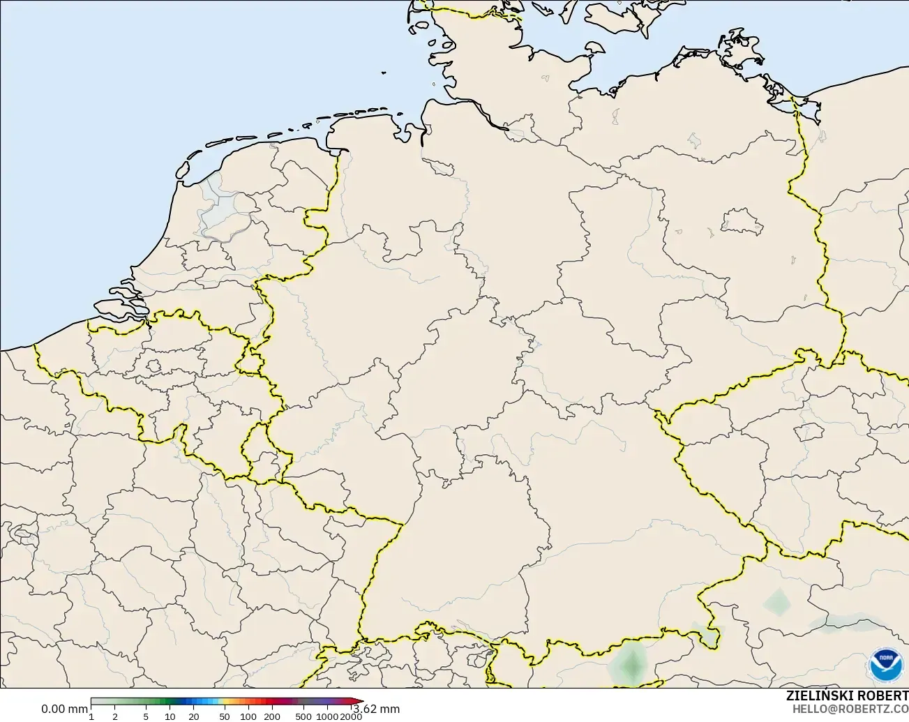 GFS modelo - Alemania, Acumulación de precipitación