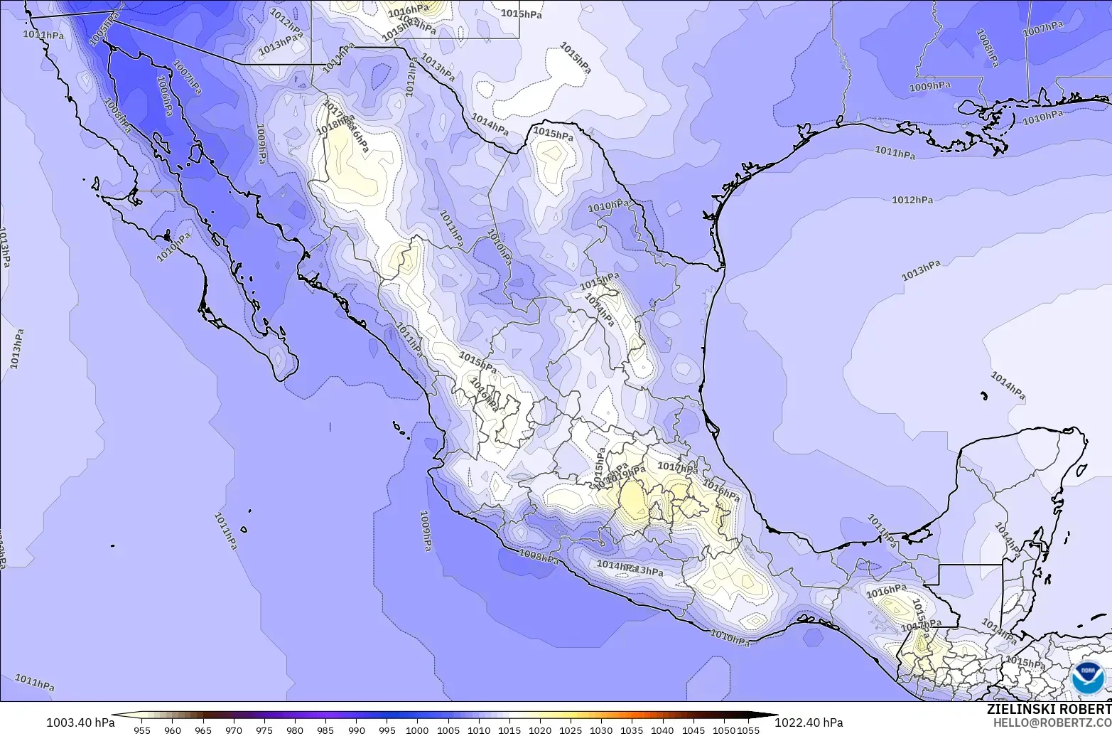 GFS modelo - México, Presión