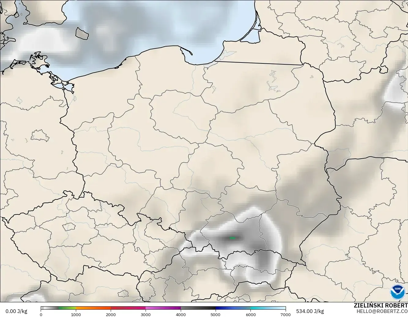 GFS modelo - Polonia, CAPE