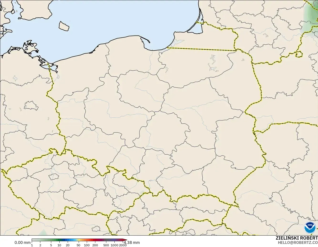 GFS modelo - Polonia, Acumulación de precipitación