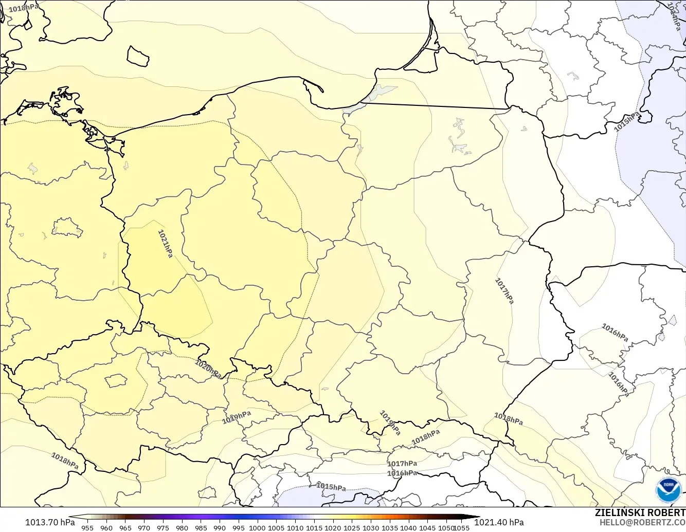 GFS modelo - Polonia, Presión