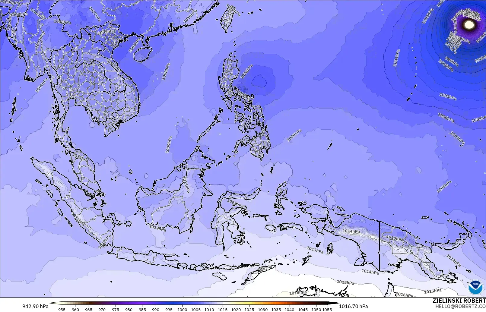 GFS modelo - Sudeste Asiático, Presión