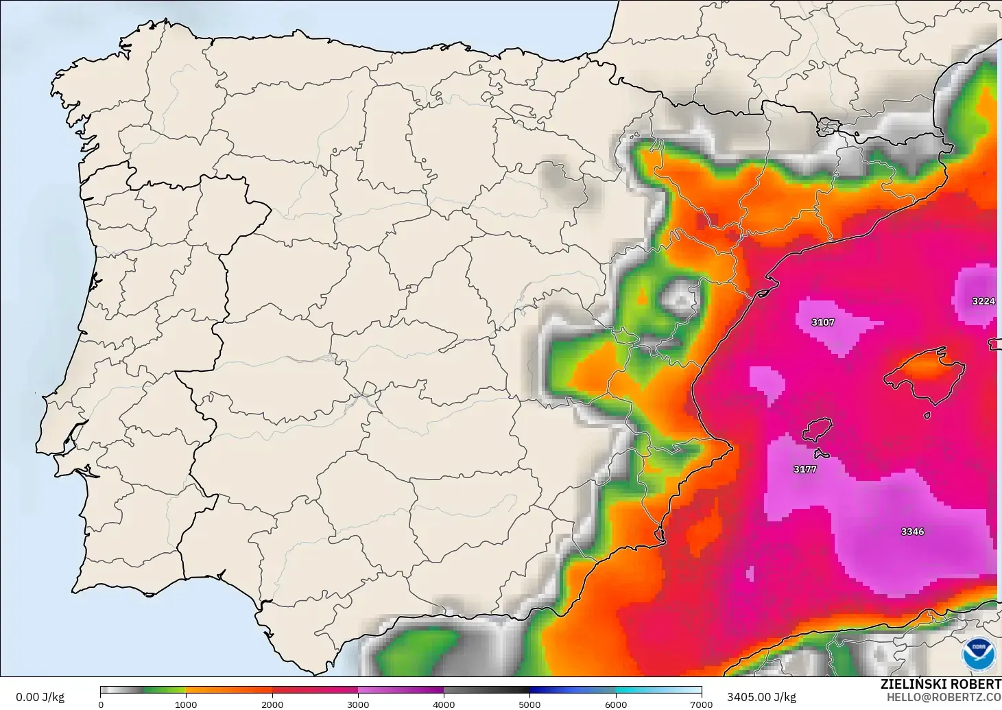 GFS modelo - España, CAPE