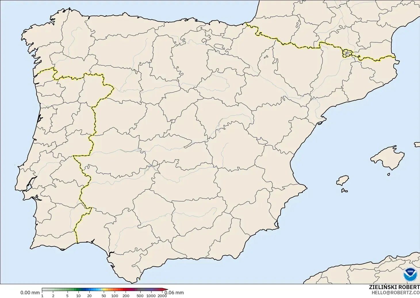 GFS modelo - España, Acumulación de precipitación