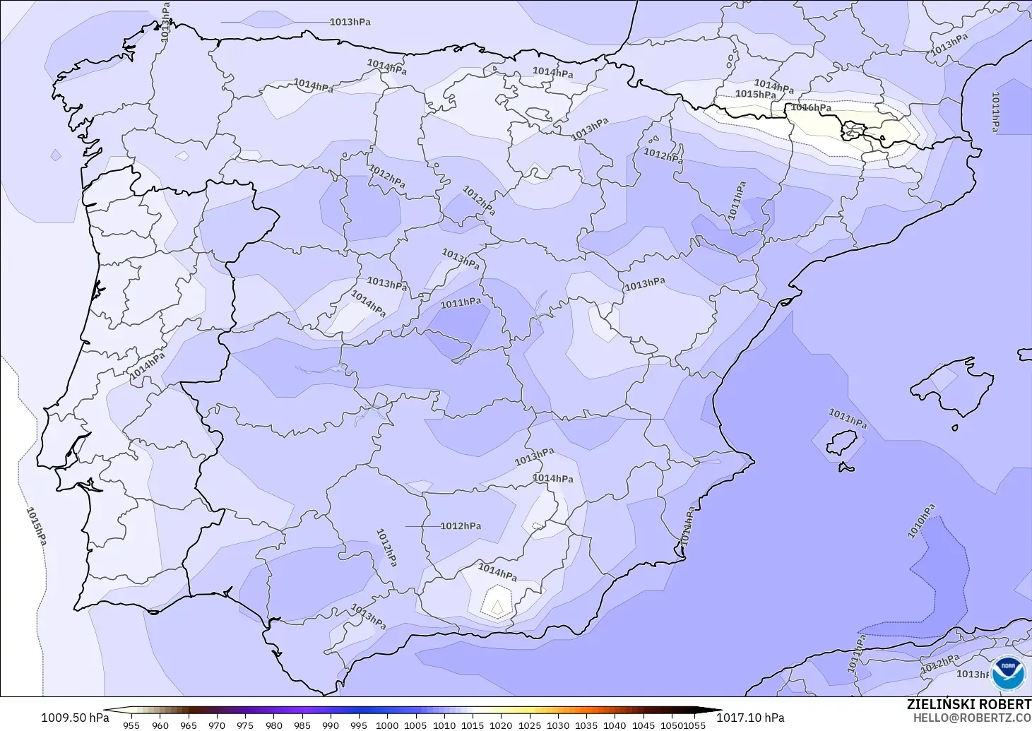 GFS modelo - España, Presión