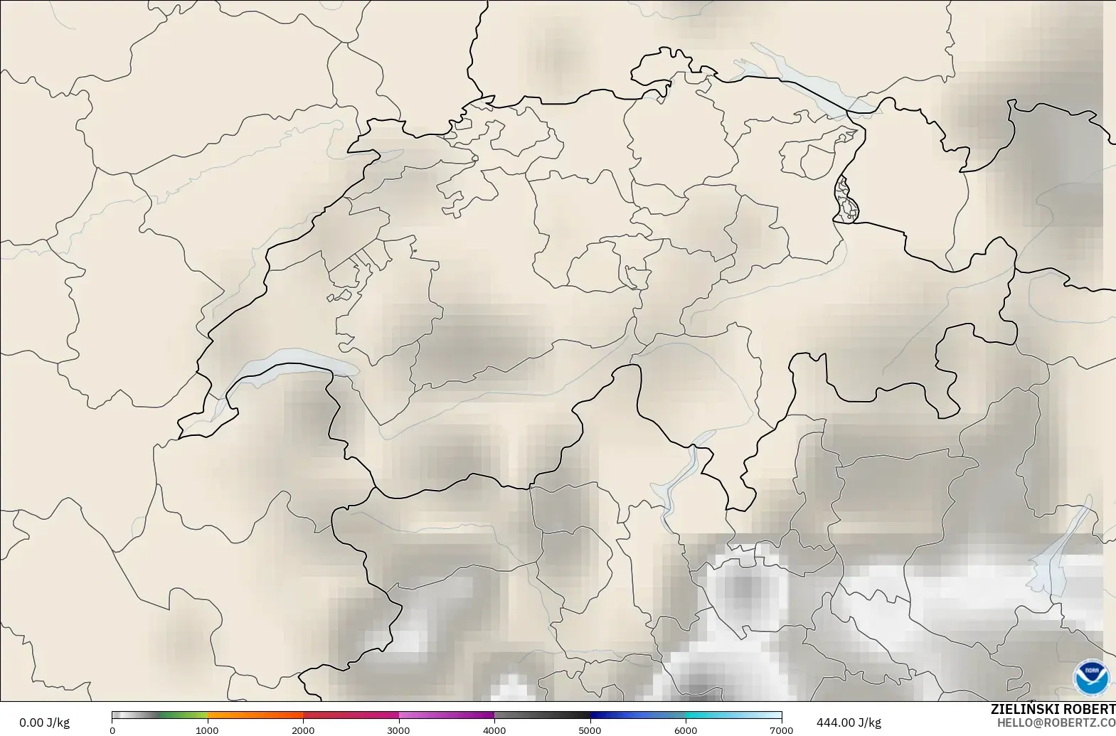 GFS modelo - Suiza, CAPE
