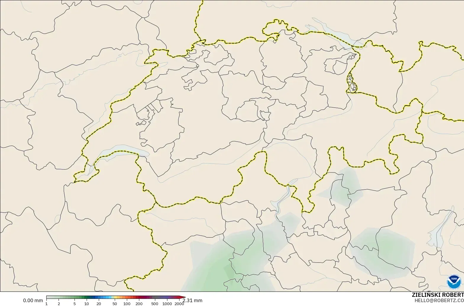 GFS modelo - Suiza, Acumulación de precipitación