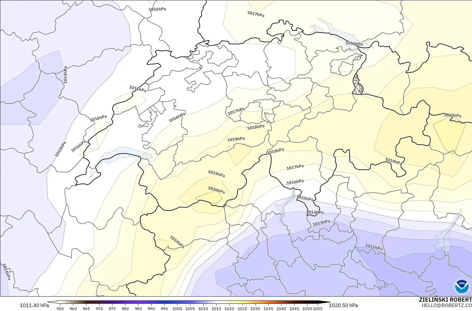 GFS modelo - Suiza, Presión