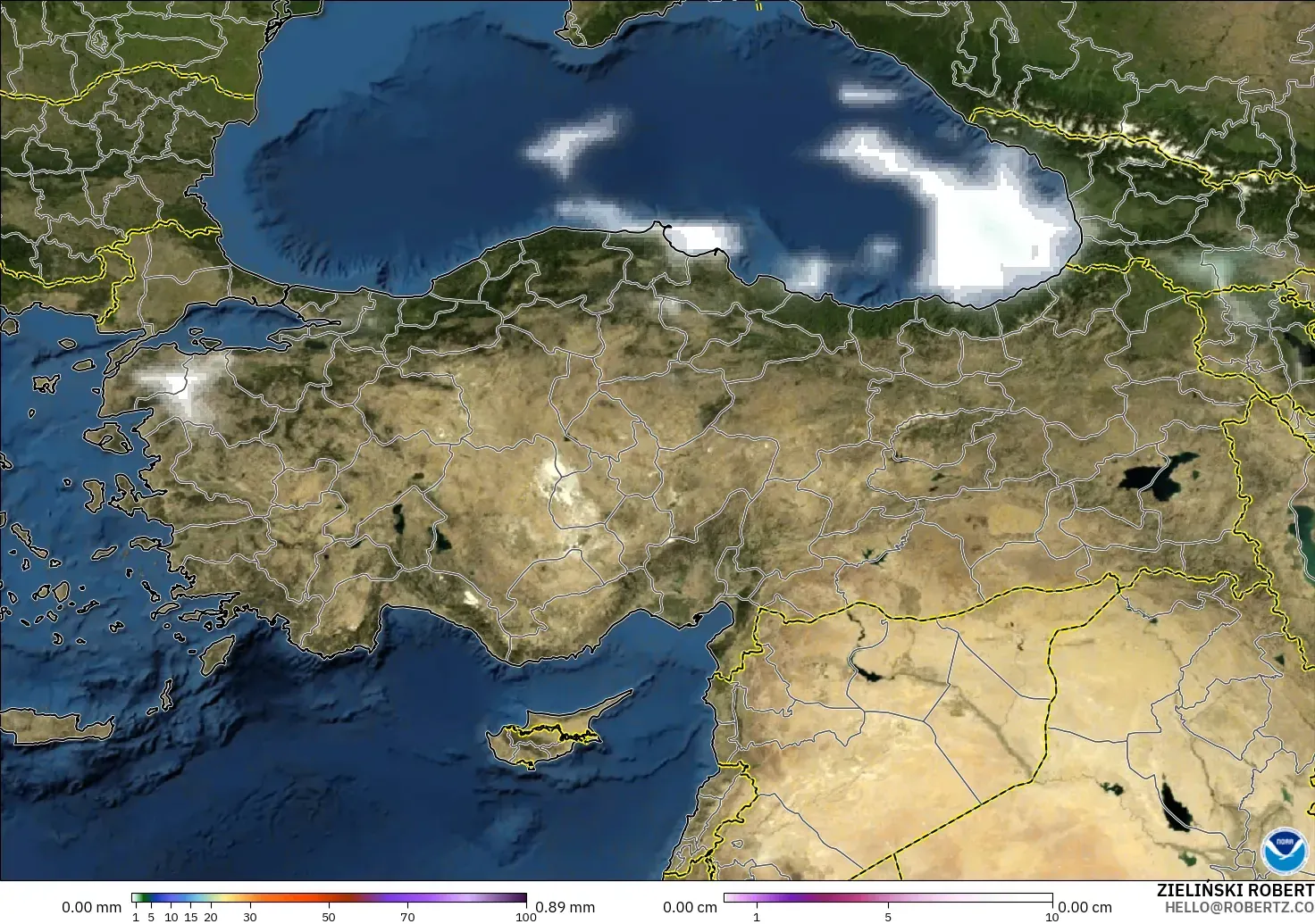 GFS modelo - Turquía, Precipitación, nubes y presión