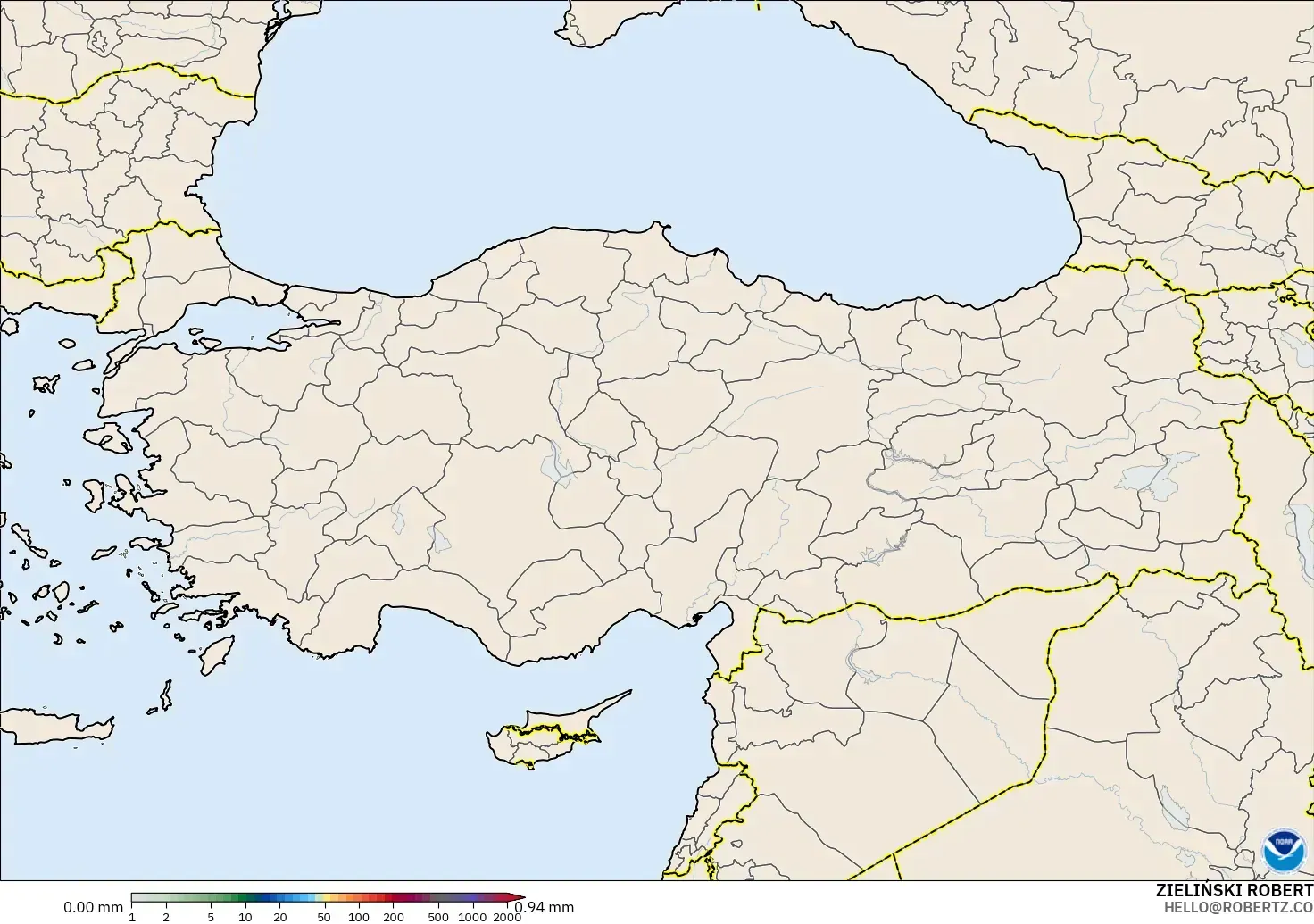GFS modelo - Turquía, Acumulación de precipitación