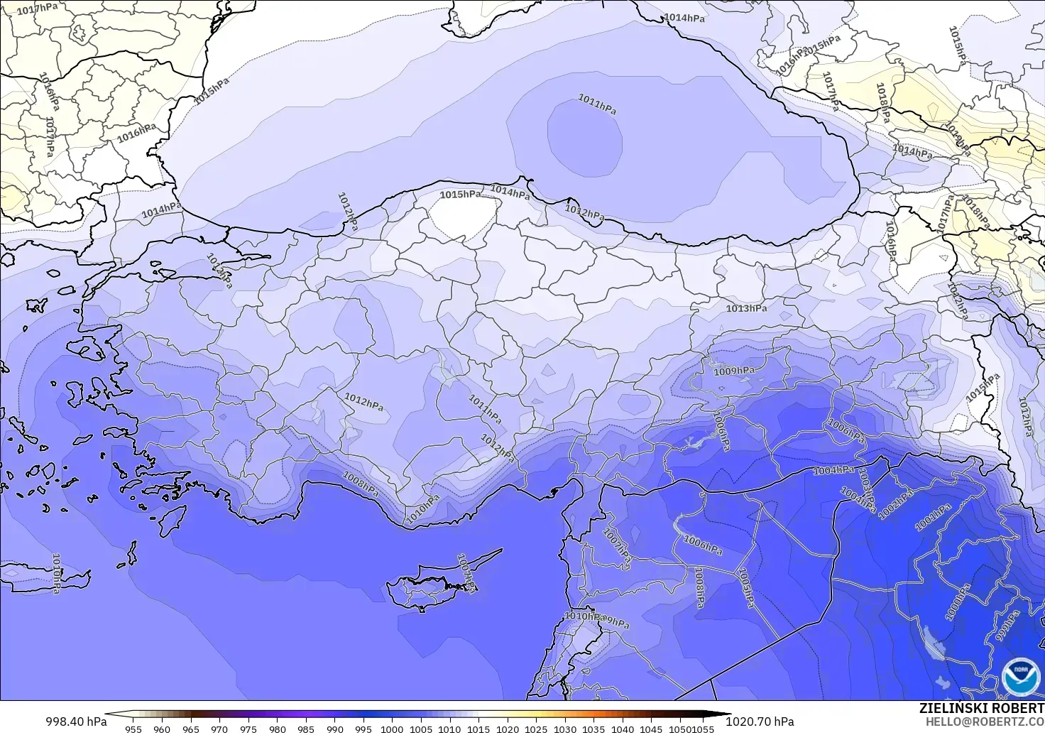 GFS modelo - Turquía, Presión