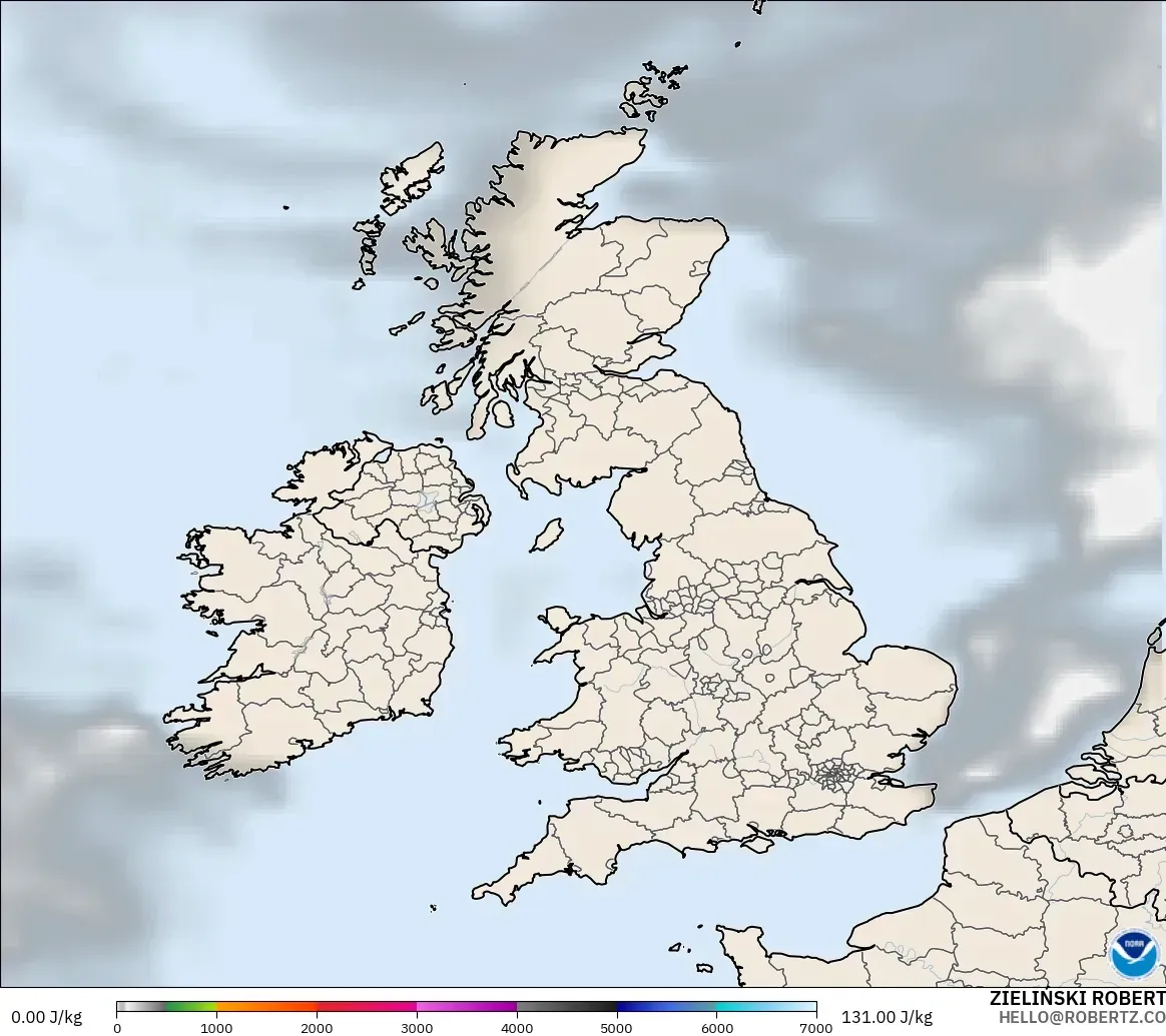 GFS modelo - Reino Unido, CAPE