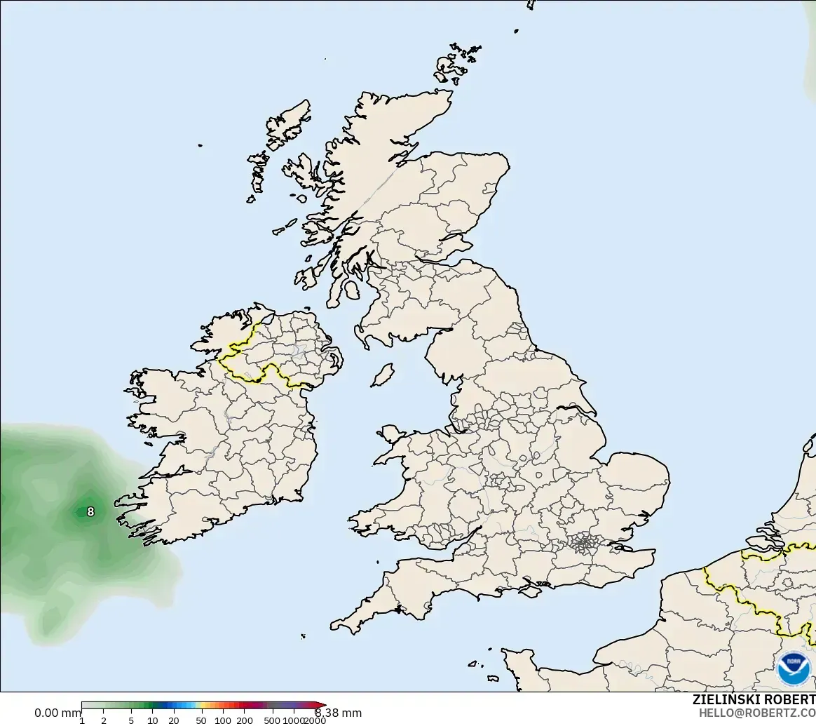 GFS modelo - Reino Unido, Acumulación de precipitación