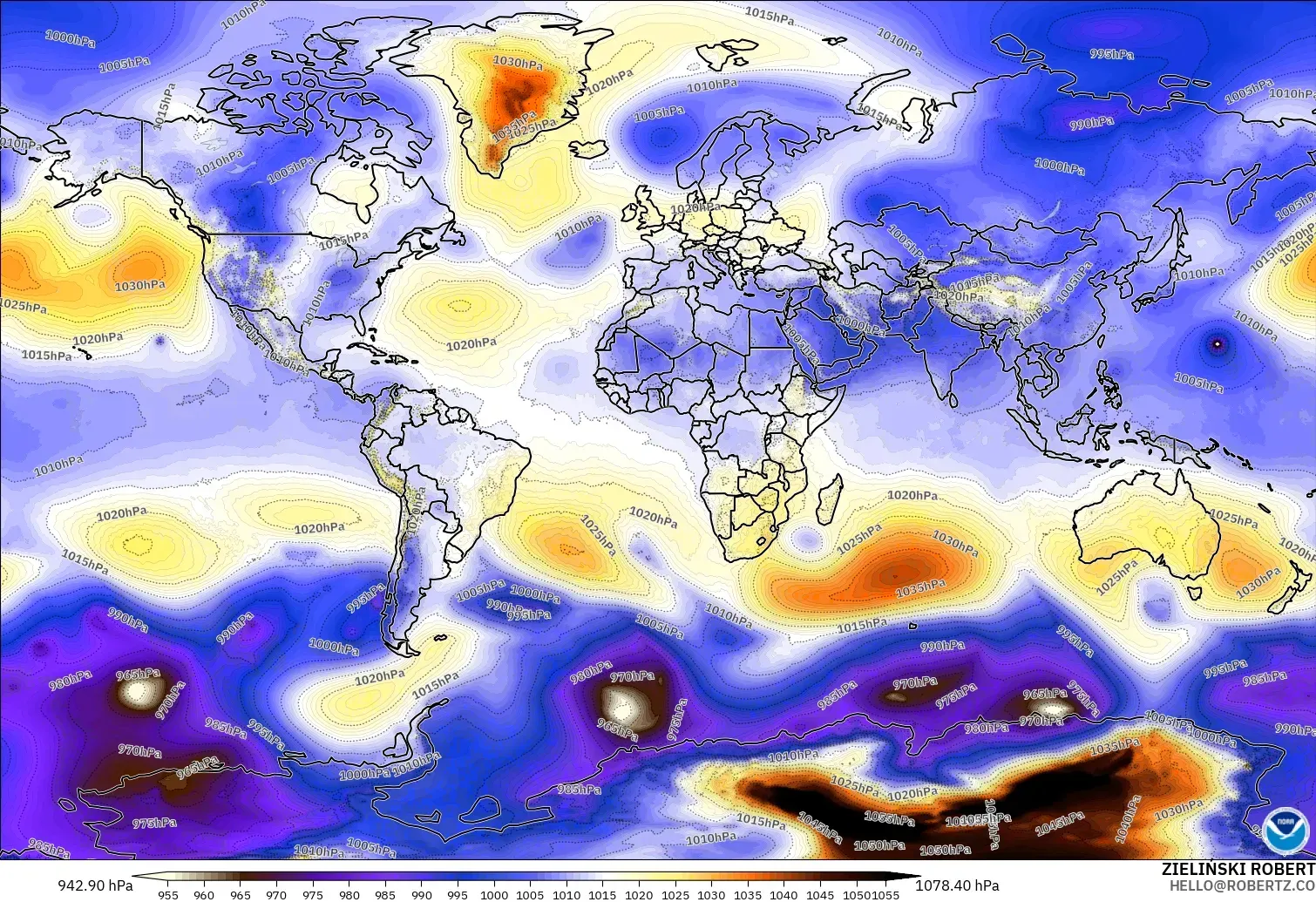 GFS modelo - Mundo, Presión