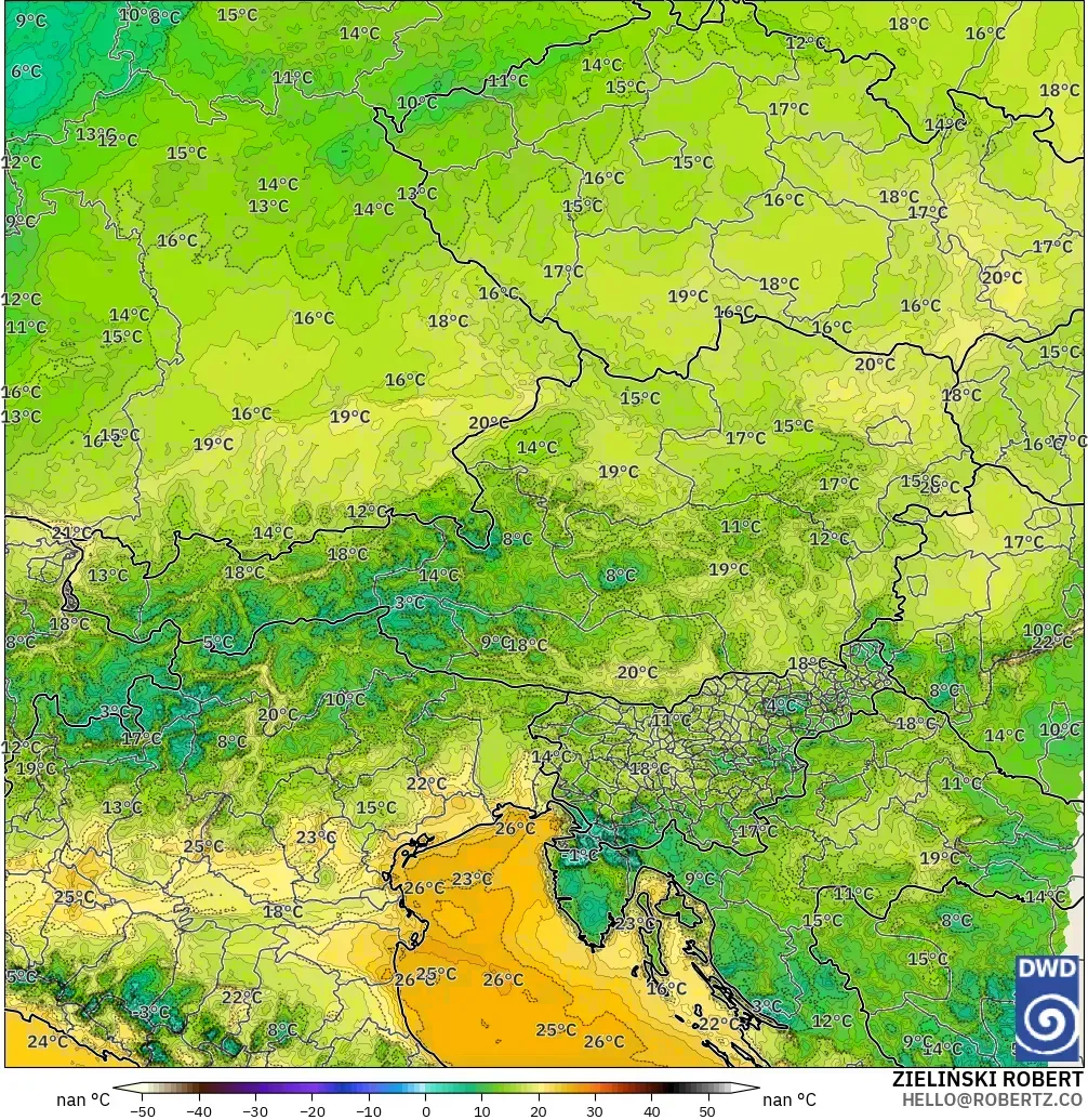 ICON Alemania 2 km modelo - Austria, Punto de rocío a 2 m