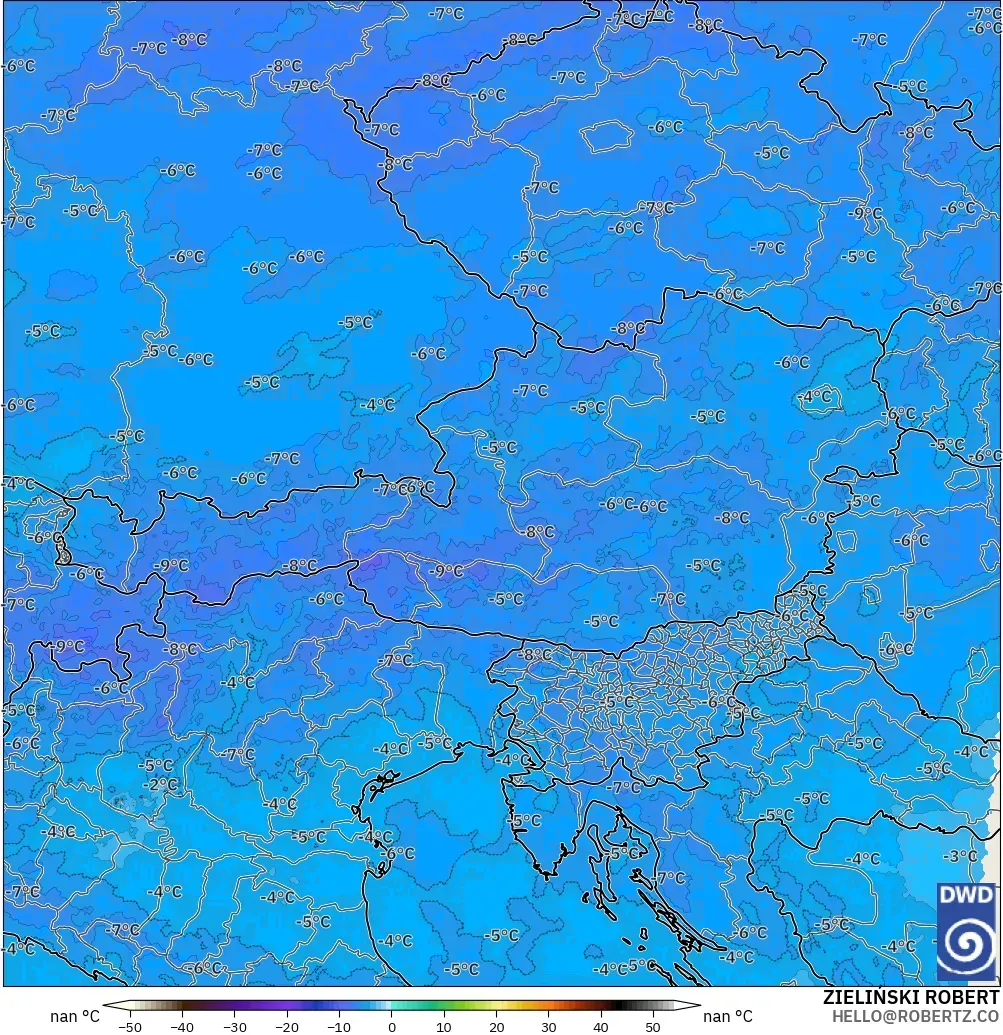 ICON Alemania 2 km modelo - Austria, Temperatura a 500 hPa