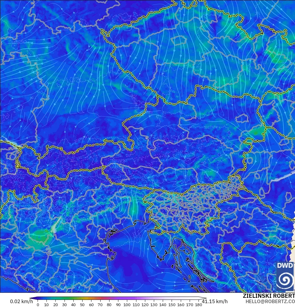 ICON Alemania 2 km modelo - Austria, Viento a 10 m