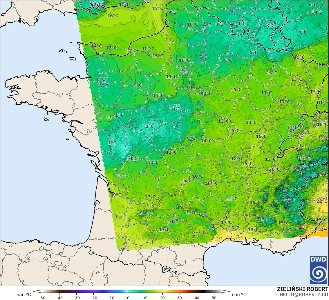 ICON Alemania 2 km modelo - Francia, Punto de rocío a 2 m
