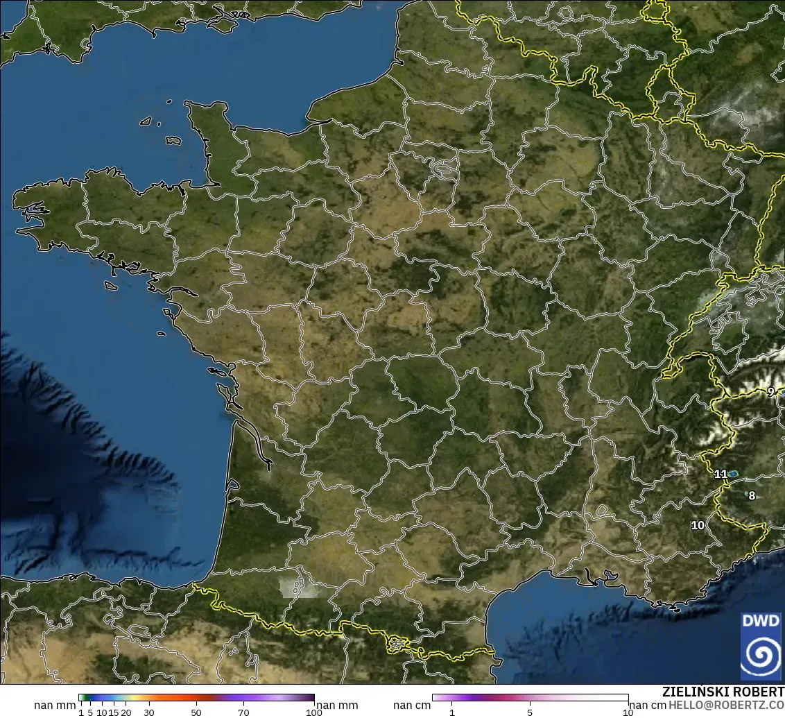 ICON Alemania 2 km modelo - Francia, Precipitación, nubes y presión