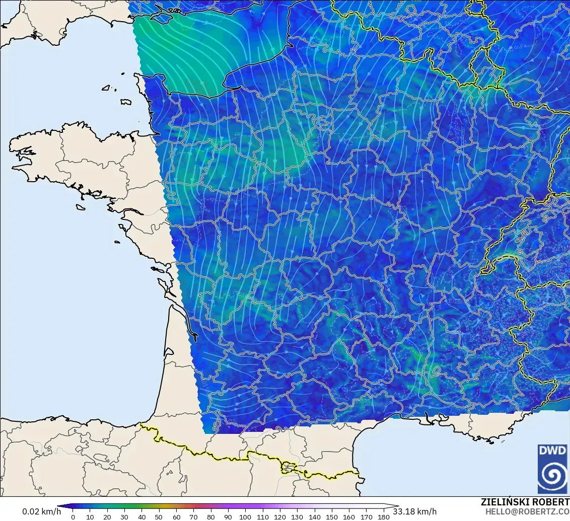 ICON Alemania 2 km modelo - Francia, Viento a 10 m