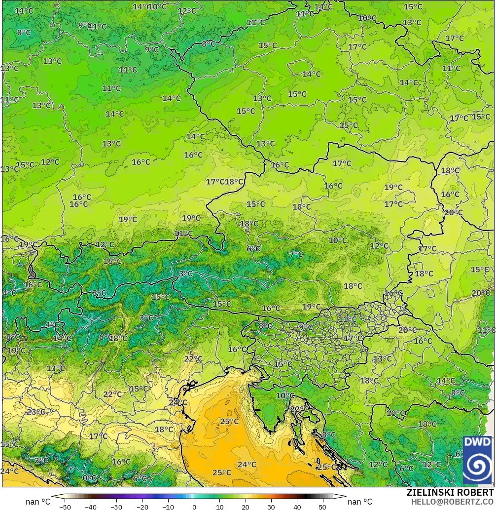 ICON Alemania 2 km modelo - Austria, Punto de rocío a 2 m