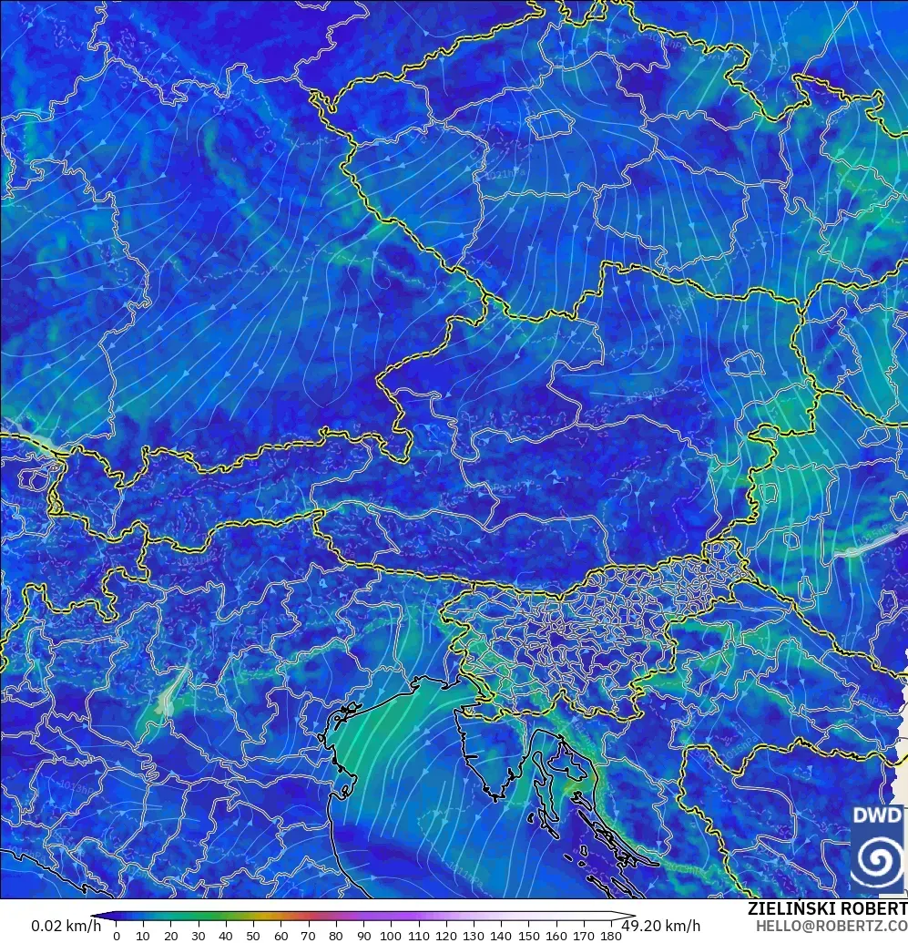 ICON Alemania 2 km modelo - Austria, Viento a 10 m