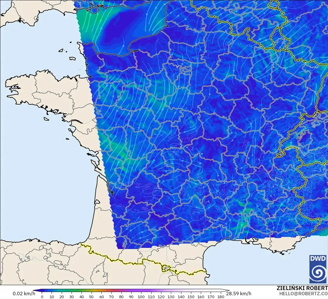 ICON Alemania 2 km modelo - Francia, Viento a 10 m