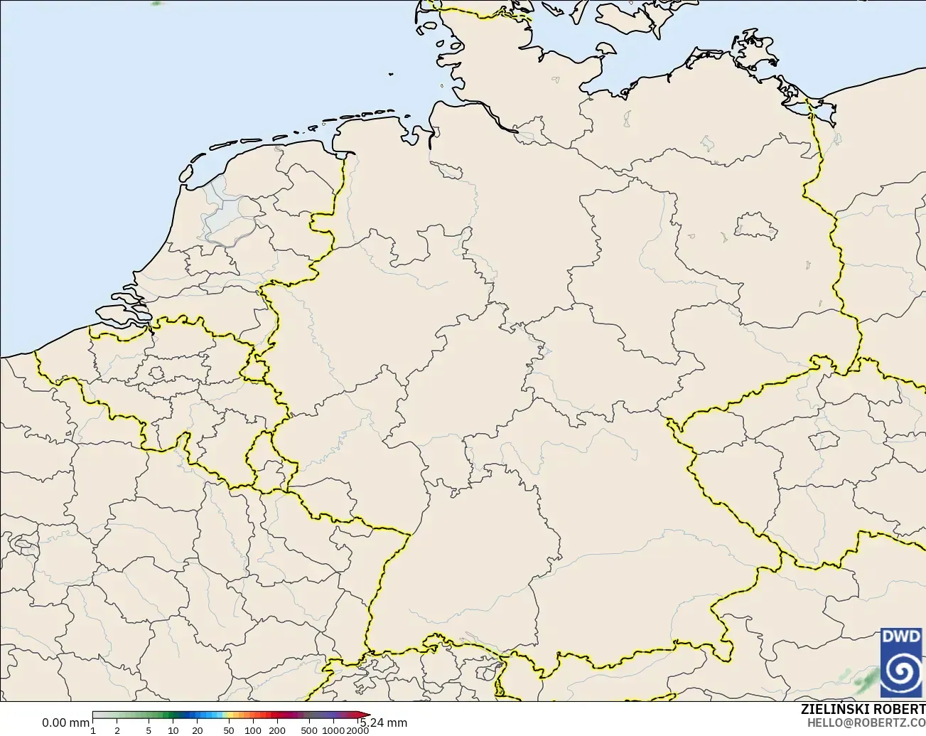 ICON Alemania 2 km modelo - Alemania, Acumulación de precipitación