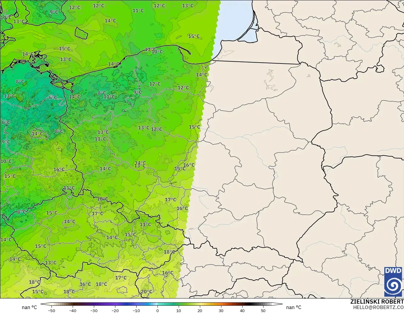 ICON Alemania 2 km modelo - Polonia, Punto de rocío a 2 m