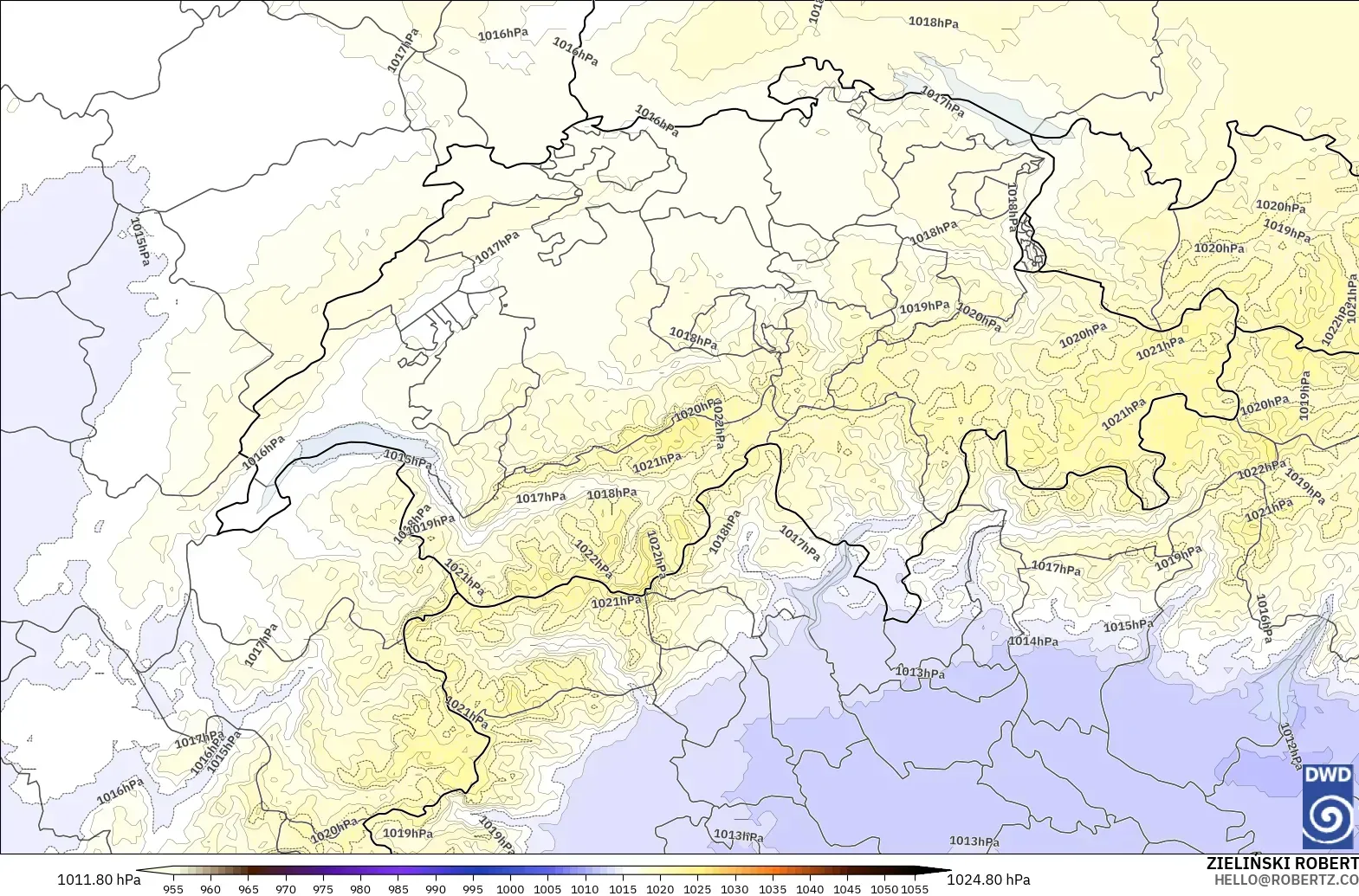 ICON Alemania 2 km modelo - Suiza, Presión