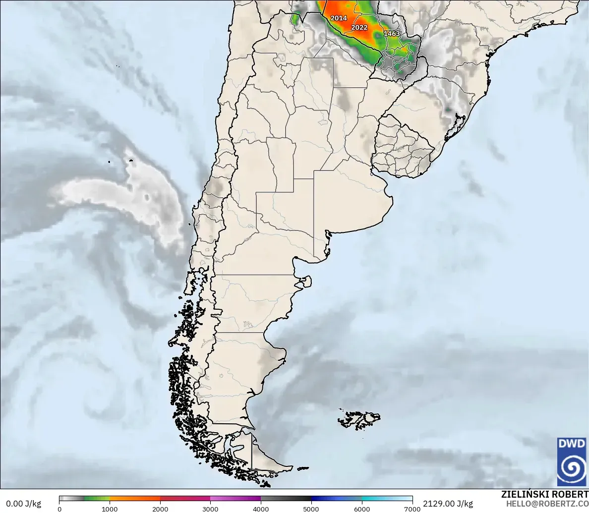 ICON modelo - Argentina, CAPE