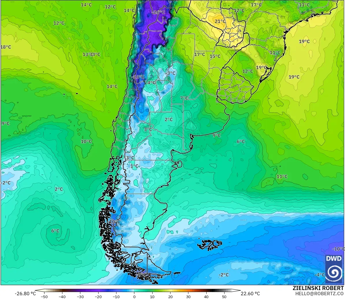ICON modelo - Argentina, Punto de rocío a 2 m