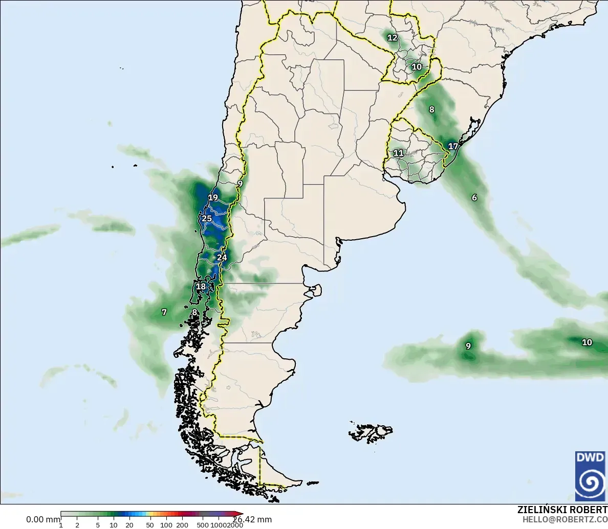 ICON modelo - Argentina, Acumulación de precipitación