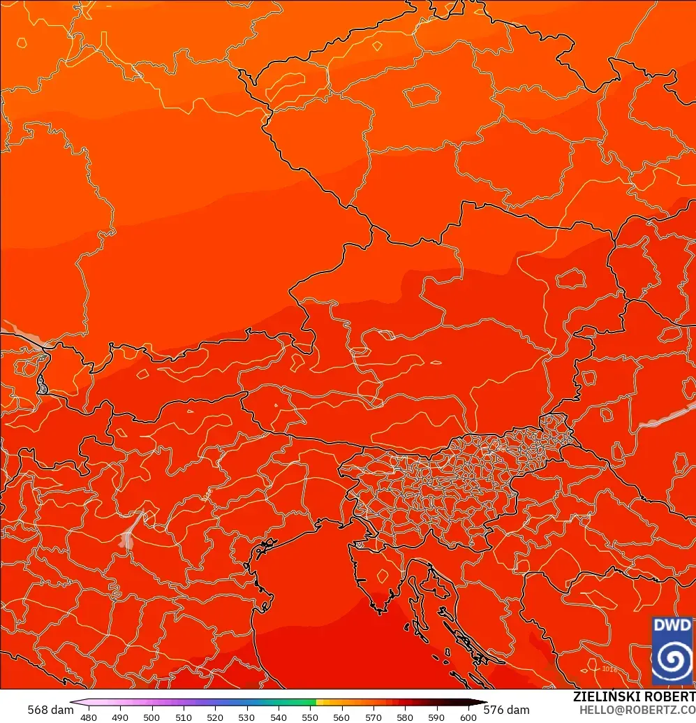 ICON modelo - Austria, Altura geopotencial a 500 hPa