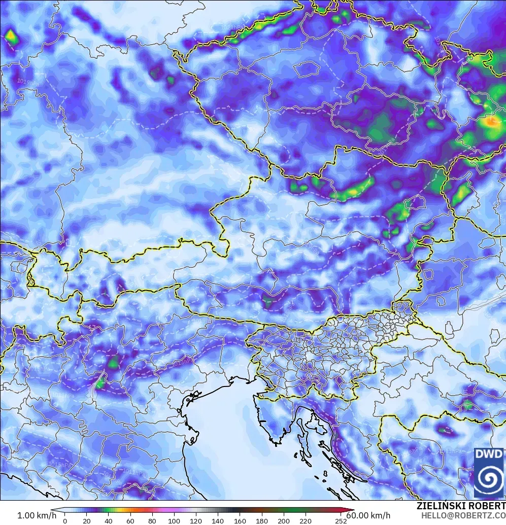 ICON modelo - Austria, Ráfagas de Viento Máximas