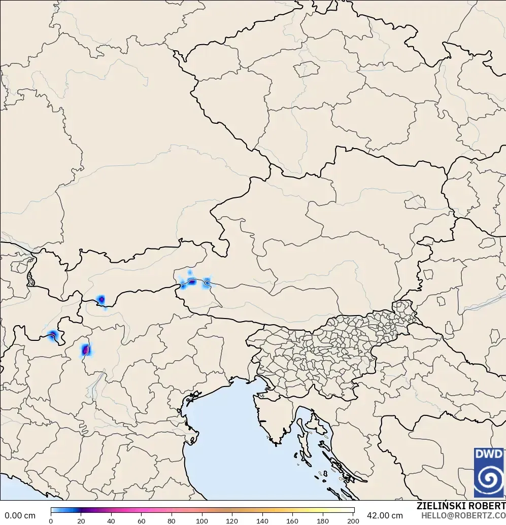 ICON modelo - Austria, Profundidad de nieve